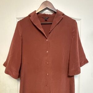 Beautiful Brooks Brothers 100% Silk Terracotta Shirtdress